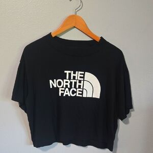 The North Face Women's Black and White Logo Tee In Size Large